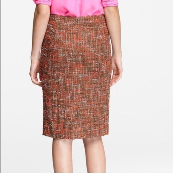 J Crew No. 2 Pencil Skirt Orange Brown Tweed Size 4 - Picture 10 of 11